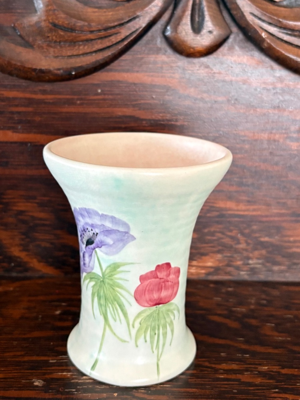 Vintage Radford Pottery Small Vase Hand-Painted Anemone Floral Made in England